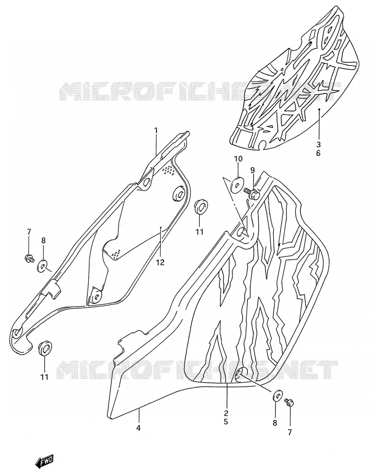 ACHTER KUIP  (MODELE N/P/R) Suzuki MOTO 250 RMX 1990  RMX250L(E28)