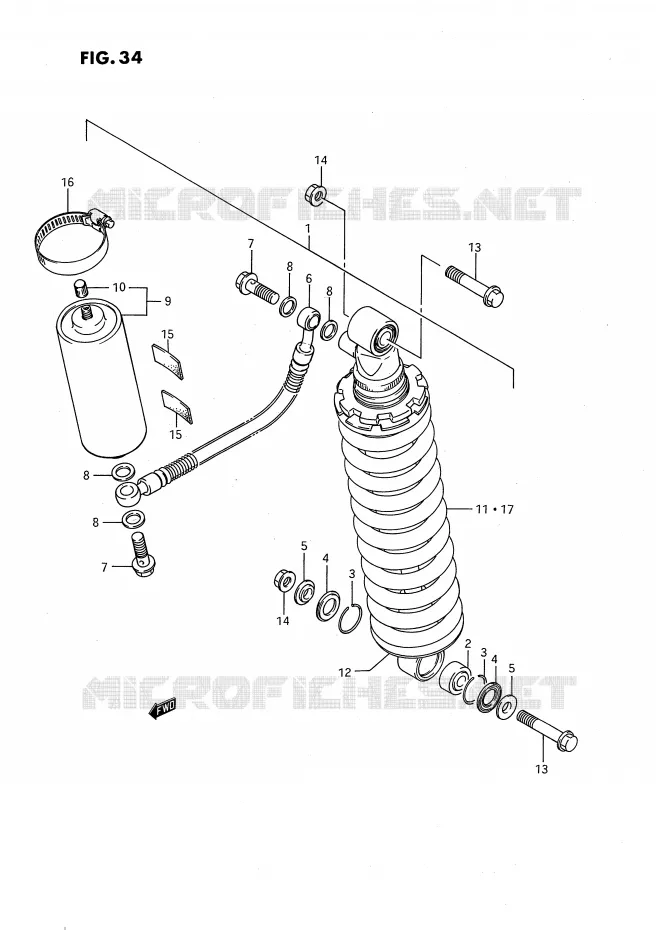 ACHTER SCHOKDEMPER (MODELE G) Suzuki MOTO 80 RM 1992  RM80XN(E2)