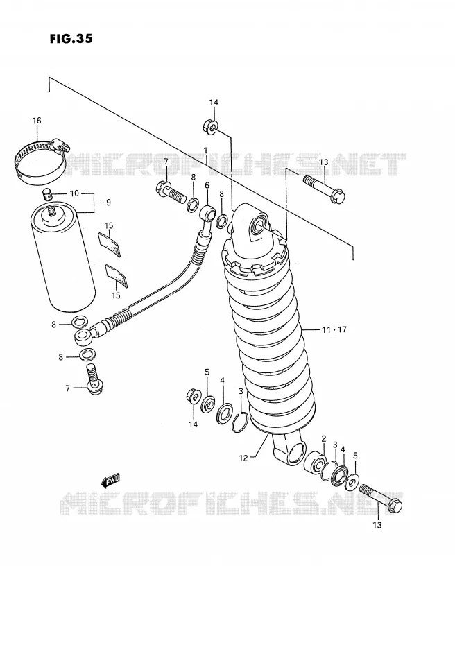 ACHTER SCHOKDEMPER (MODELE H/J) Suzuki MOTO 80 RM 1985  RM80F(E3)