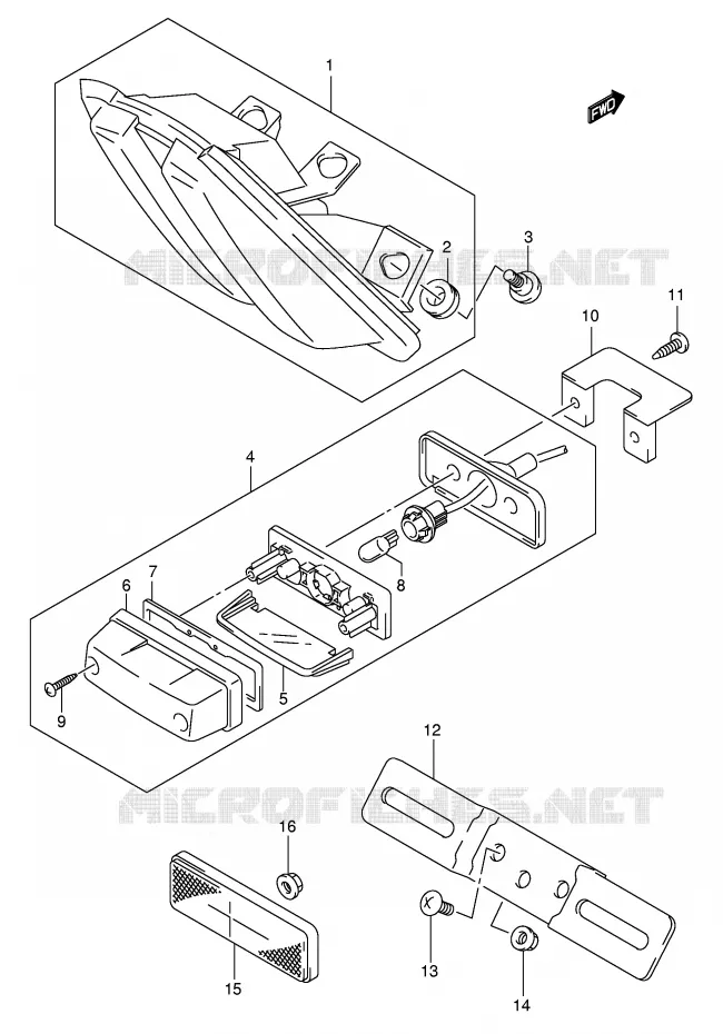 ACHTERLICHT (SV1000K3/K4/K5/U1K3/U1K4/U1K5/U2K3/U2K4/U2K5) Suzuki MOTO 1000 SV-S 2003  SV1000S2K3(E2)