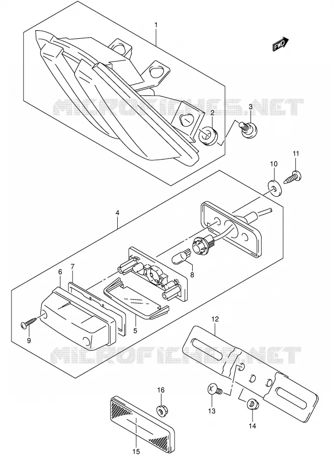 ACHTERLICHT (SV1000SK3/SK4/S1K3/S1K4/S2K3/S2K4) Suzuki MOTO 1000 SV 2005  SV1000S2K5(E2)