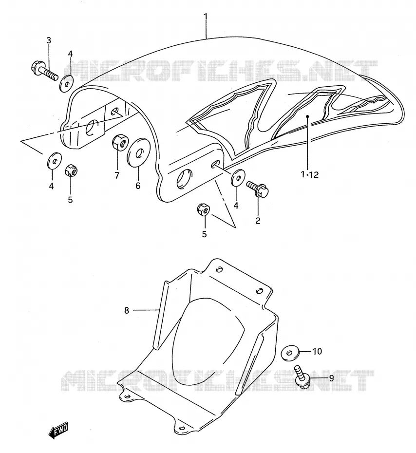 ACHTERSPATBORD (MODELE N/P/R/S) Suzuki MOTO 80 RM 1987  RM80H(E28)
