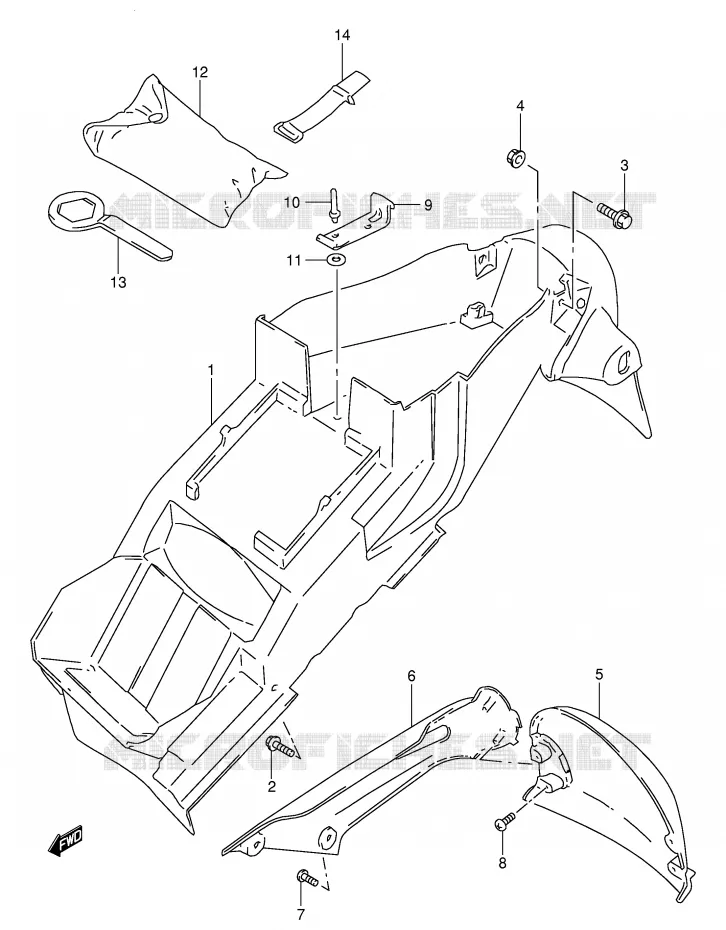 ACHTERSPATBORD (MODELE V) Suzuki MOTO 1000 TL-S 1999  TL1000SX(E2)