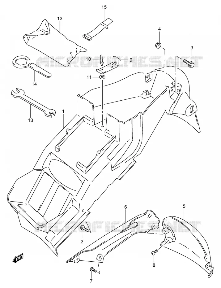 ACHTERSPATBORD (MODELE W/X/Y/K1) Suzuki MOTO 1000 TL-S 1999  TL1000SX(E2)