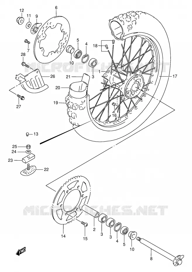 ACHTERWIEL Suzuki MOTO 250 RMX 1999  RMX250SX(E24)