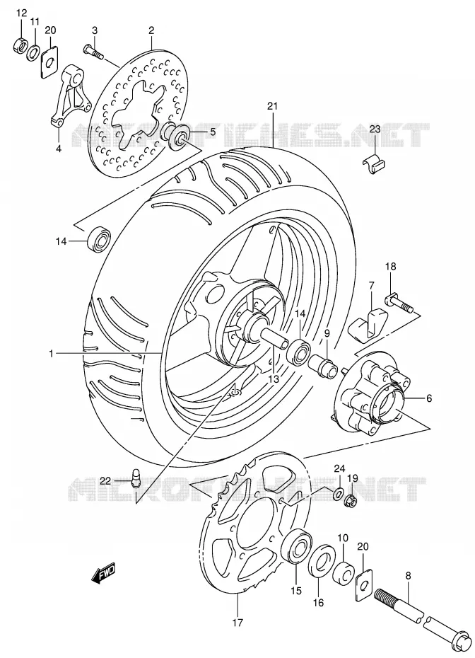 ACHTERWIEL Suzuki MOTO 650 SV-S 2000  SV650SY(E2)