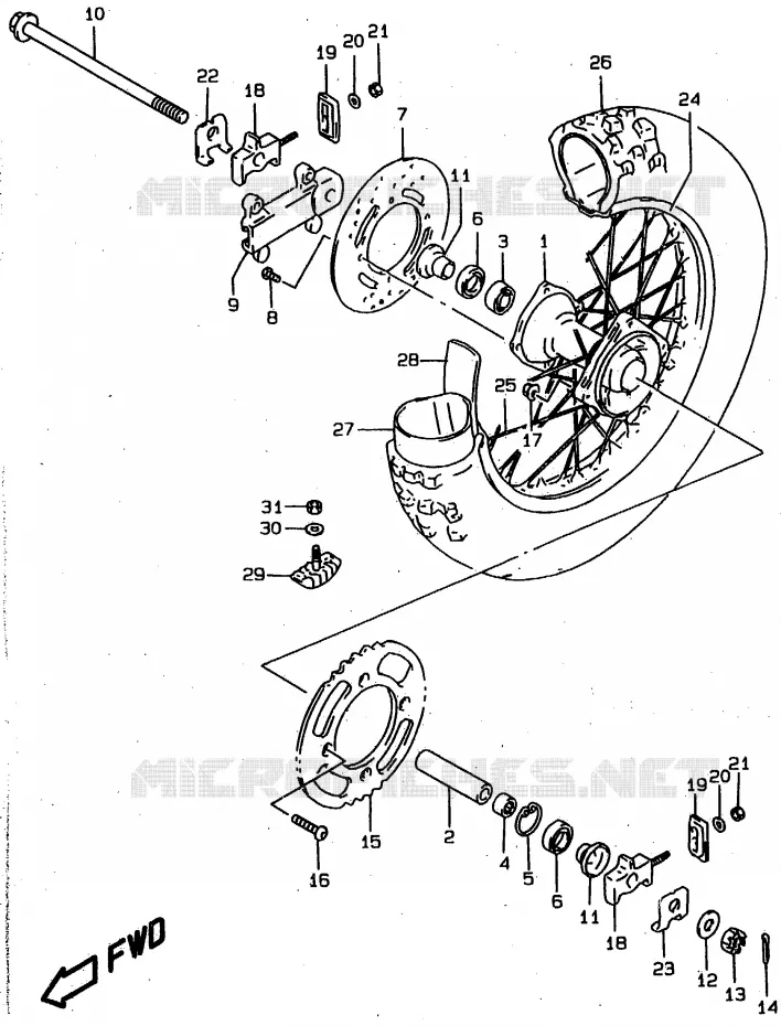 ACHTERWIEL Suzuki MOTO 80 RM 1999  RM80XX(T/V/W)