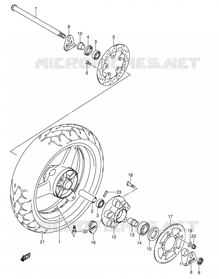 ACHTERWIEL (VOIR NOTE) Suzuki MOTO 650 SV-S 2007  SV650SAK7