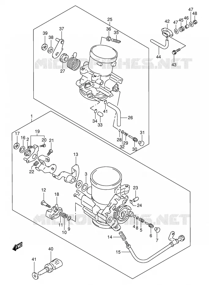 BRANDSTOFINJECTIE ASSY (MODELE W/X/Y/K1) Suzuki MOTO 1000 TL-S 1998  TL1000SW(E2)