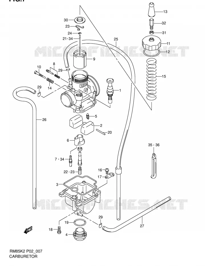 CARBURATOR Suzuki MOTO 85 RM 2002  RM85K2(P2)