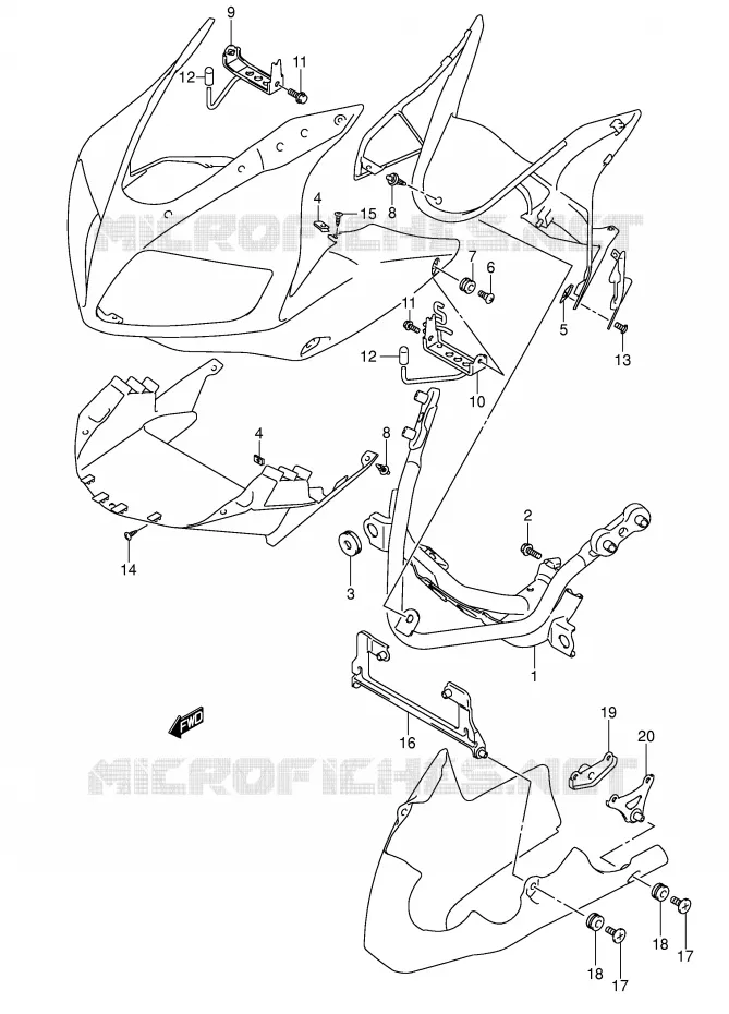 FAIRING INSTALLATIEDELEN (SV1000S/S1/S2) Suzuki MOTO 1000 SV 2003  SV1000S2K3(E2)