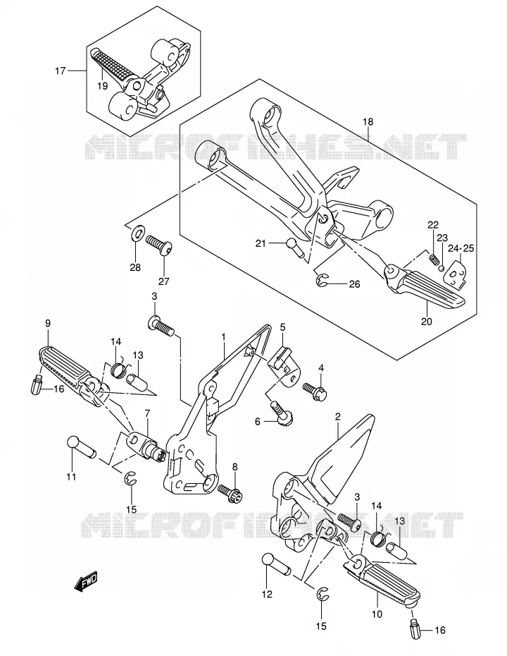 FOOTREST (MODEL K4/K5/K6/K7) Suzuki MOTO 650 SV-S 2004  SV650SUK4(E2)