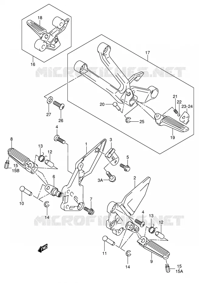 FOOTREST (MODELE K4/K5) Suzuki MOTO 1000 SV 2003  SV1000S1K3(E2)