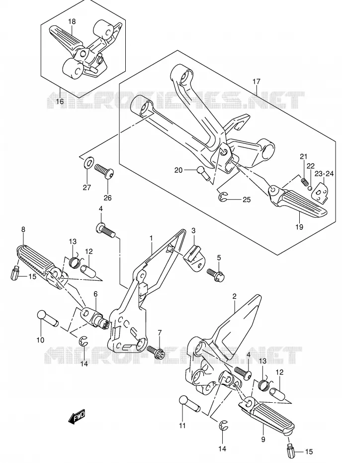 FOOTREST (SV1000/U1/U2K3) Suzuki MOTO 1000 SV 2003  SV1000S2K3(E2)