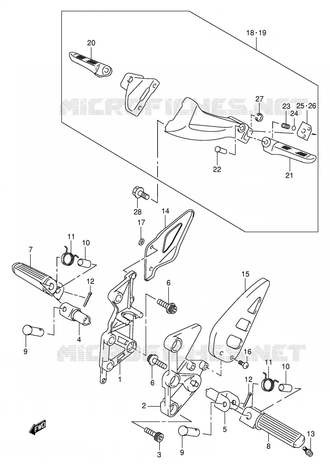 FOOTREST Suzuki MOTO 1000 TL-R 2002  TL1000RK2(E2)