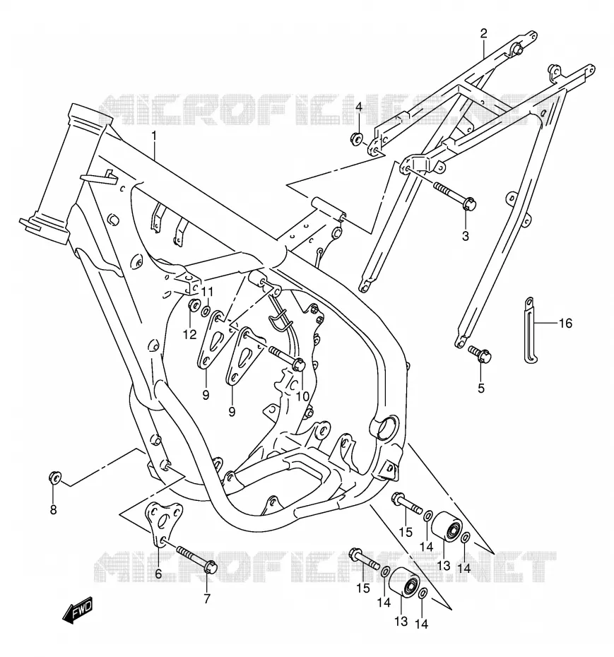 FRAME (MODELE K1) Suzuki MOTO 250 RM 2003  RM250K3(E3/E28)