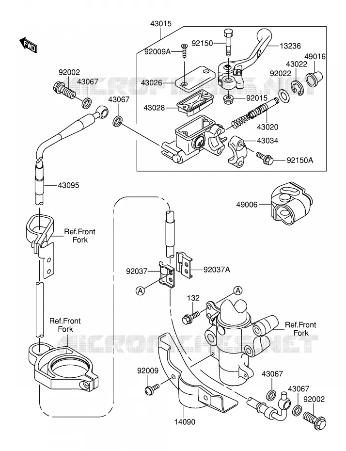 FRONT HOOFDREMCILINDER Suzuki MOTO 100 RM 2003  RM100K3(E21)