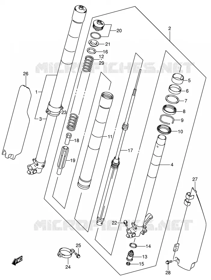 FRONT SCHOKDEMPER (MODELE K2) Suzuki MOTO 250 RM 2001  RM250K1(E3/E28)