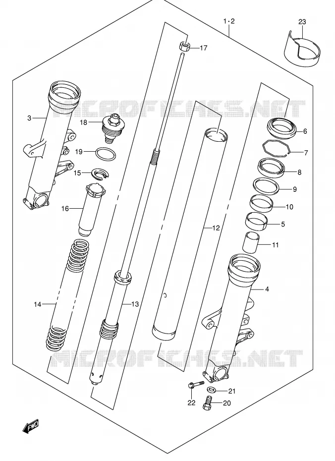 FRONT SCHOKDEMPER (MODELE K3/K4) Suzuki MOTO 1000 SV 2005  SV1000U1K5(E2)