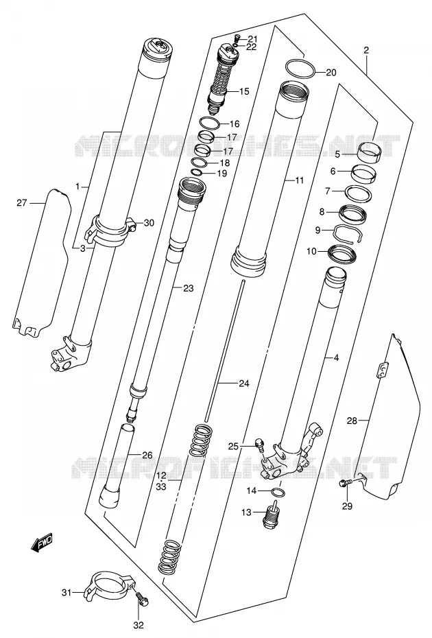 FRONT SCHOKDEMPER (MODELE K4) Suzuki MOTO 250 RM 2003  RM250K3(E3/E28)