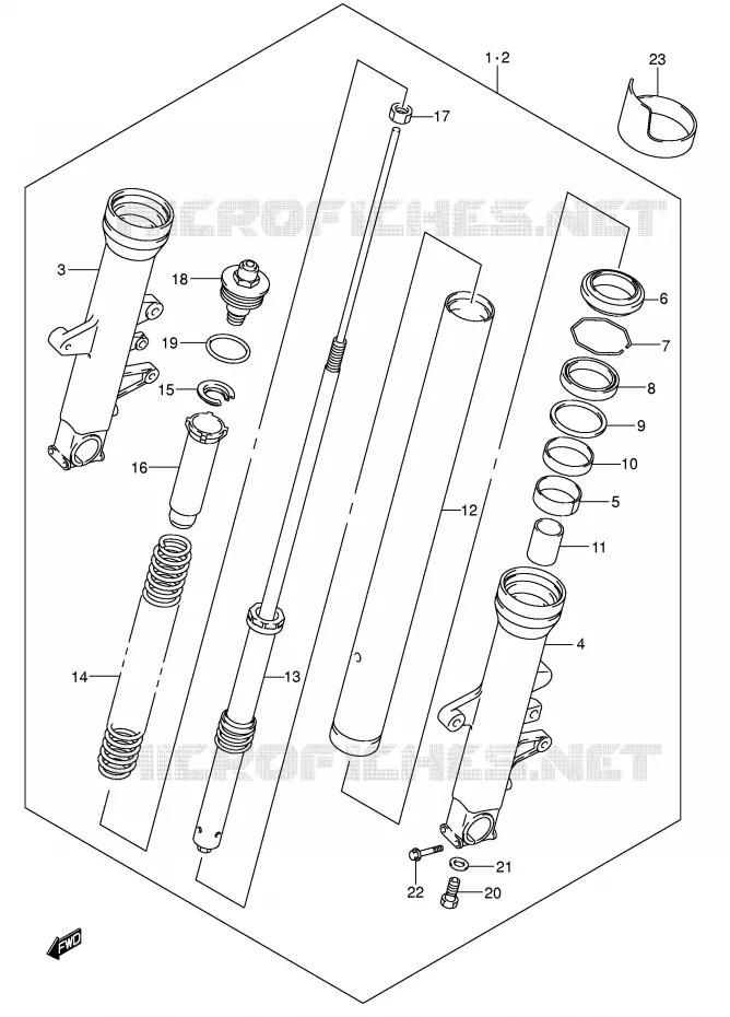 FRONT SCHOKDEMPER (MODELE K5) Suzuki MOTO 1000 SV 2003  SV1000K3(E2)