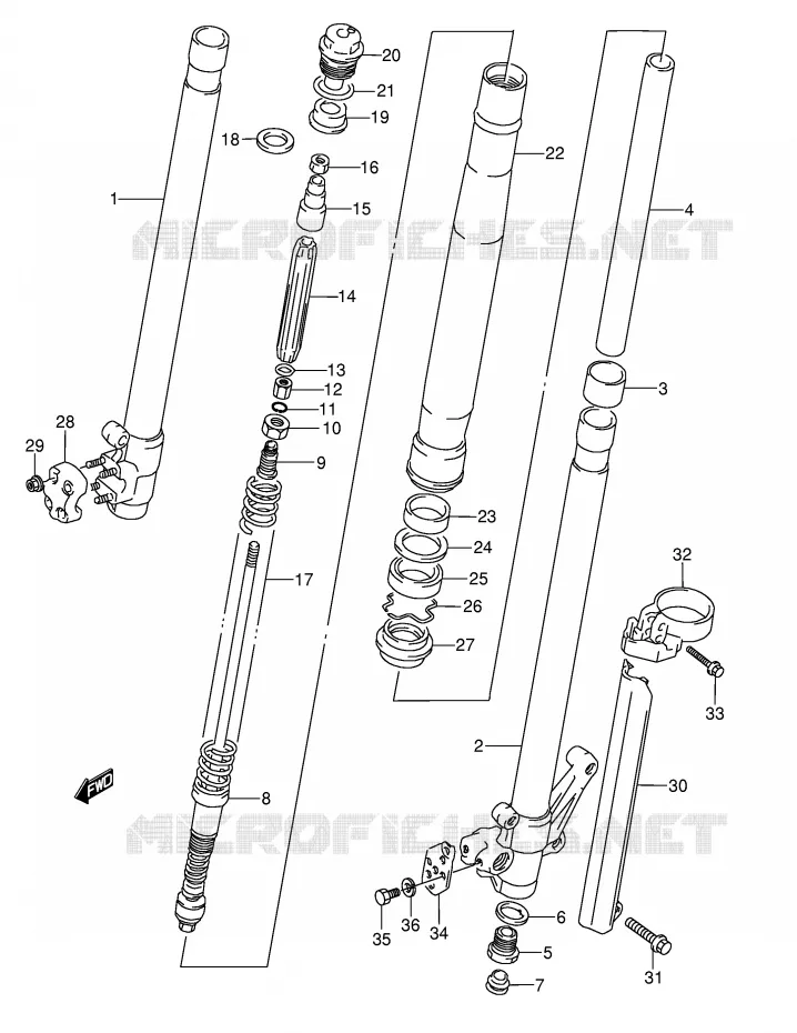 FRONT SCHOKDEMPER (MODELE L) Suzuki MOTO 250 RMX 1992  RMX250N(E1)