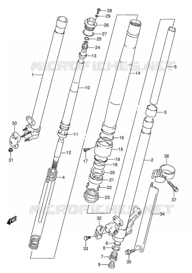 FRONT SCHOKDEMPER (MODELE M) Suzuki MOTO 250 RMX 1989  RMX250K(E1)