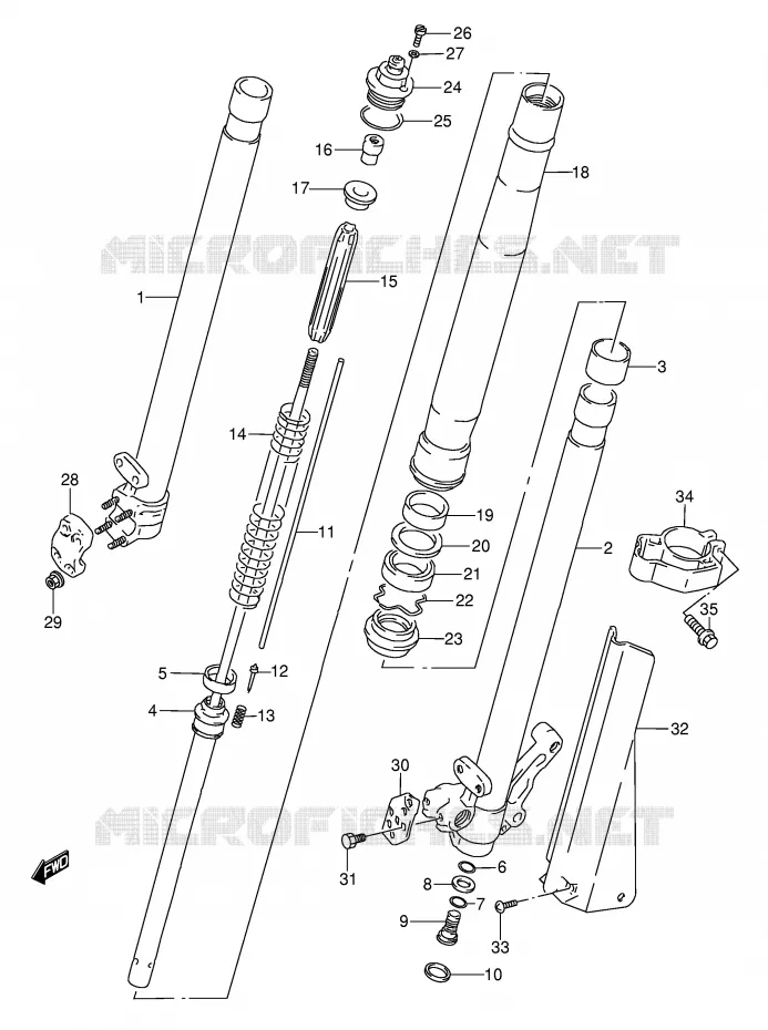 FRONT SCHOKDEMPER (MODELE N) Suzuki MOTO 250 RMX 1996  RMX250T(E1)