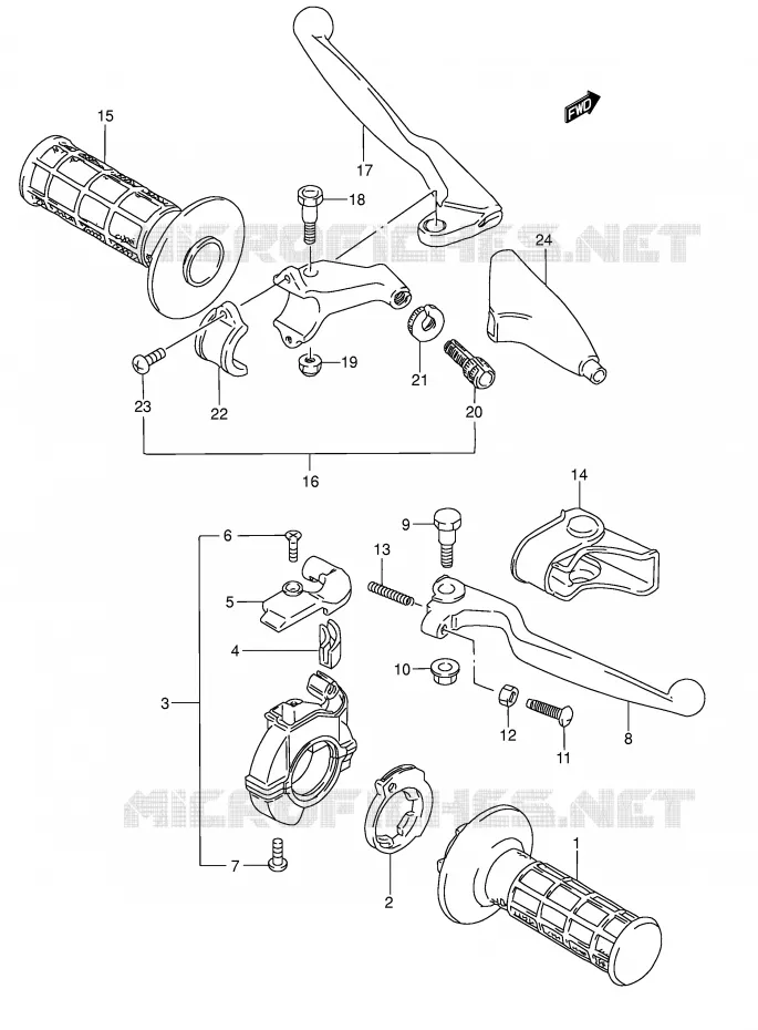 HANDGRIPS - LEVERS Suzuki MOTO 80 RM 1996  RM80T(E3/E28)