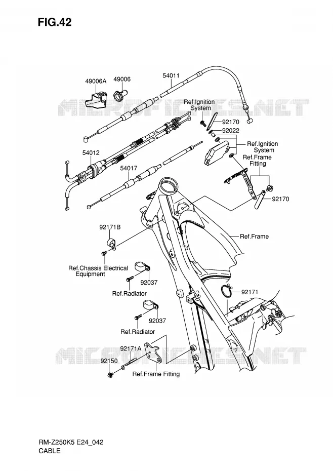 KABELS Suzuki MOTO 250 RM-Z 2005  RM-Z250K5(E24)