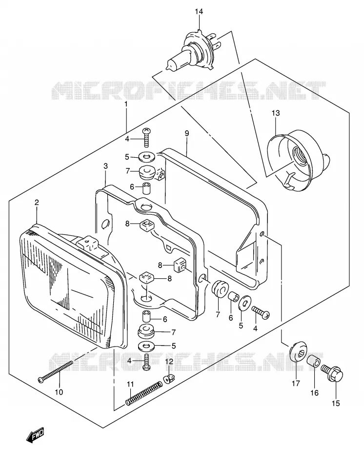 KOPLAMP (MODELE K1) Suzuki MOTO 250 DR-Z 2002  DR-Z250K2(E24)