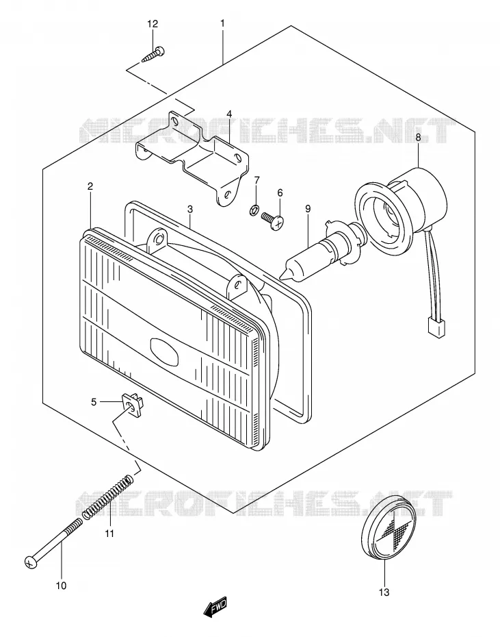 KOPLAMP (MODELE K2/K3/K4/K5) Suzuki MOTO 250 DR-Z 2005  DR-Z250K5(E3/E28)