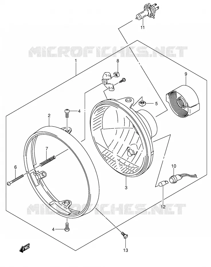 KOPLAMP (SV1000 E2/E19 SV1000U1/U2 E19) Suzuki MOTO 1000 SV 2003  SV1000S2K3(E2)