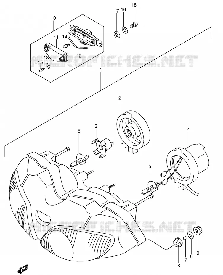 KOPLAMP (SV650SX/SUX/SY/SUY/SK1/SUK1/SK2/SUK2,SEE NOTE) Suzuki MOTO 650 SV-S 2002  SV650SUK2(E2)