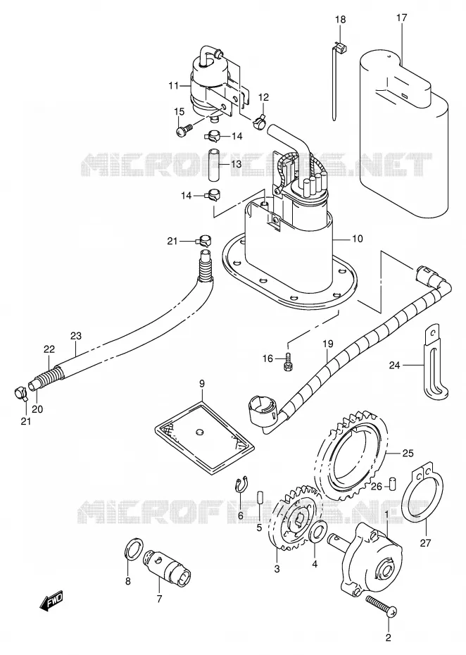 OLIEPOMP - FUEL PUMP (MODELE X/Y/K1/K2) Suzuki MOTO 1000 TL-R 1998  TL1000RW(E2)