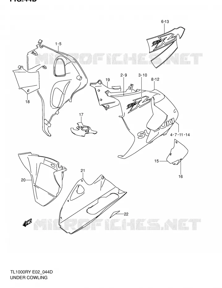 ONDER COWLING (MODELE K2) Suzuki MOTO 1000 TL-R 1998  TL1000RW(E2)