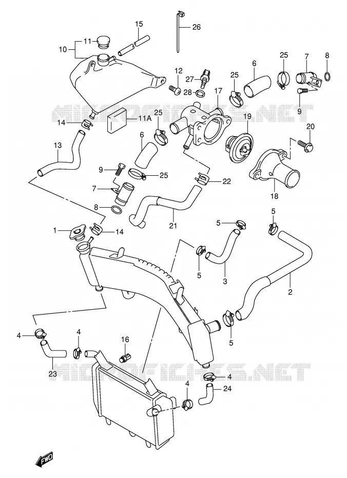 RADIATOR SLANG Suzuki MOTO 1000 TL-R 2002  TL1000RK2(E2)