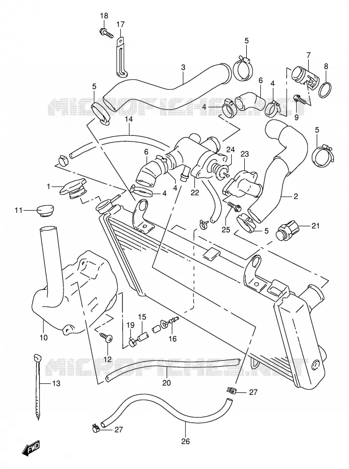RADIATOR SLANG Suzuki MOTO 1000 TL-S 1999  TL1000SX(E2)