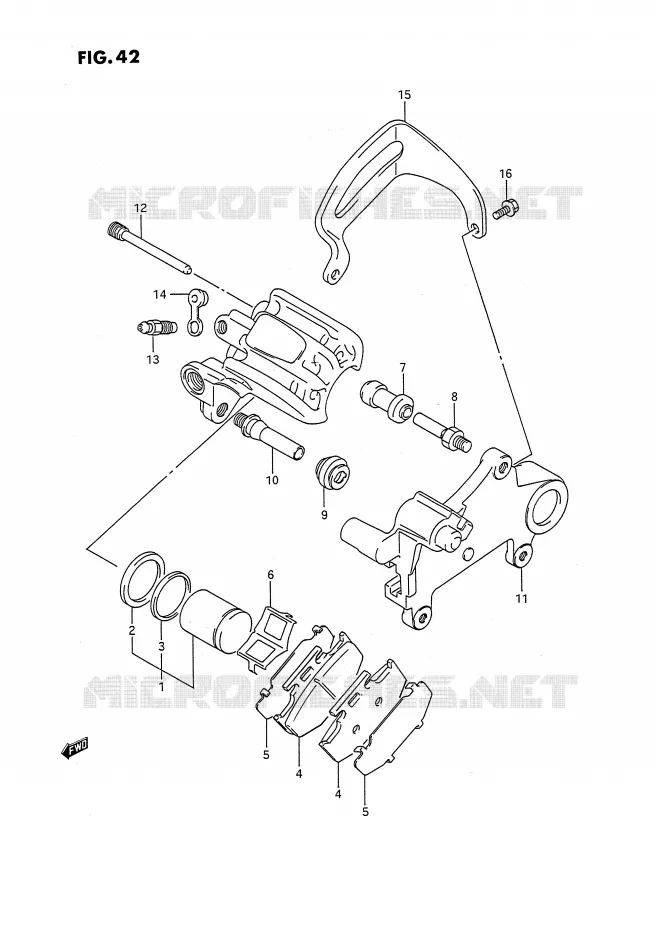 REAR CALIPER (MODELE K) Suzuki MOTO 250 RMX 1992  RMX250N(E3)
