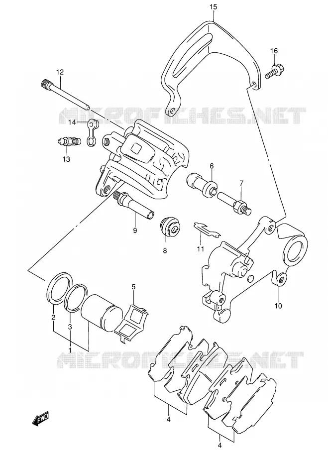 REAR CALIPER (MODELE N) Suzuki MOTO 250 RMX 1996  RMX250T(E1)