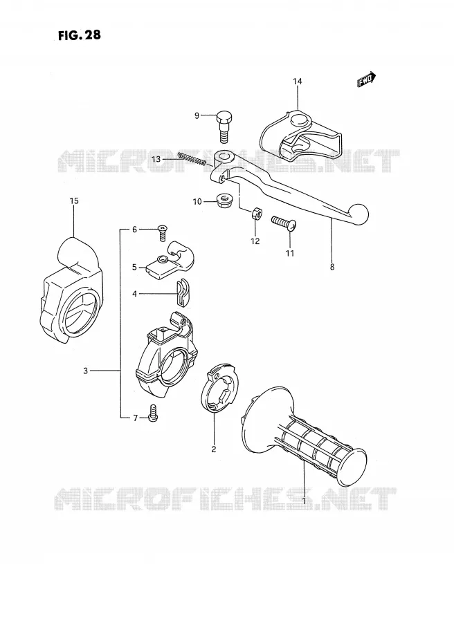 RIGHT SWITCH - HANDGREEP (MODELE G/H/J) Suzuki MOTO 80 RM 1992  RM80N(E3)