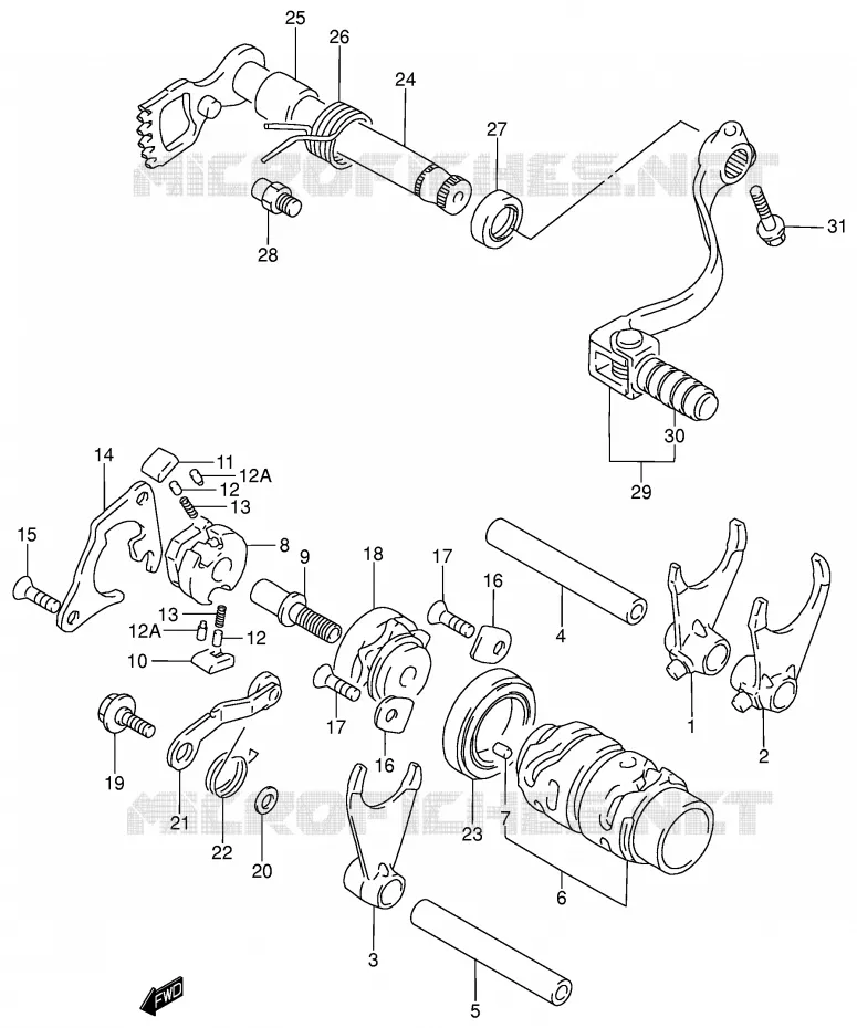 SCHAKELEN ASSY (MODELE K2/K3/K4) Suzuki MOTO 85 RM 2003  RM85LK3(P3/P28)