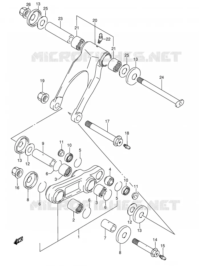 SCHOKBREKER AANEENSCHAKELING (MODELE K/L) Suzuki MOTO 250 RMX 1992  RMX250N(E1)
