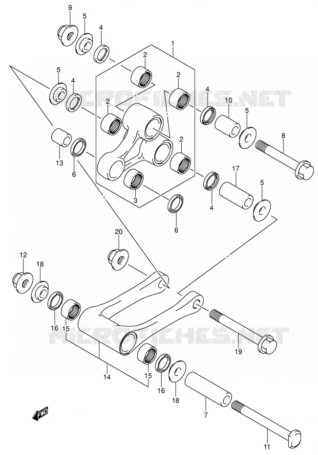 SCHOKBREKER AANEENSCHAKELING (MODELE K4/K5/K6) Suzuki MOTO 250 RM 2005  RM250K5(E3/E28)