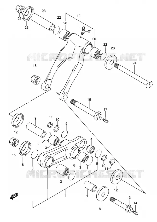 SCHOKBREKER AANEENSCHAKELING (MODELE M/N/S/T) Suzuki MOTO 250 RMX 1994  RMX250R(E1)