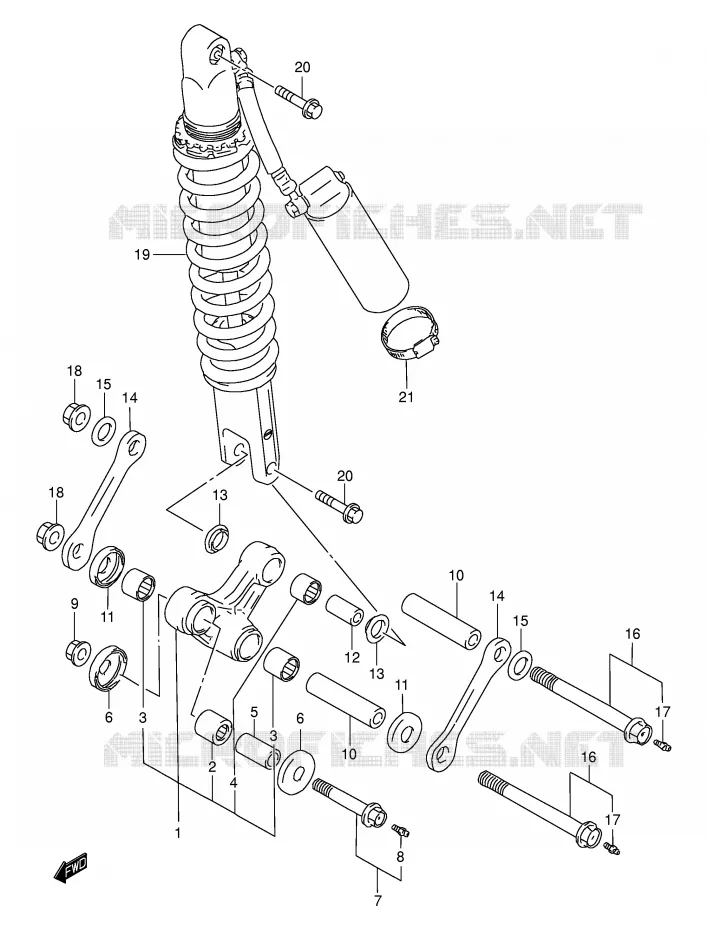SCHOKBREKER AANEENSCHAKELING Suzuki MOTO 250 DR-Z 2005  DR-Z250K5(E3/E28)