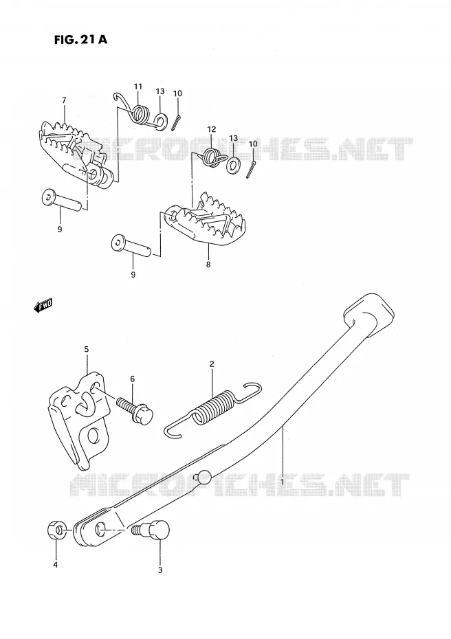 STAND - FOOTREST (MODELE P/R/S/T) Suzuki MOTO 250 RMX 1994  RMX250R(E3)