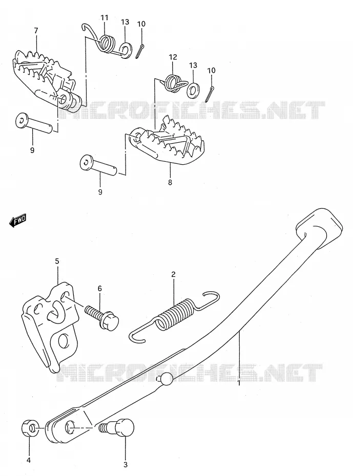 STAND - FOOTREST (MODELE P/R) Suzuki MOTO 250 RMX 1989  RMX250K(E28)