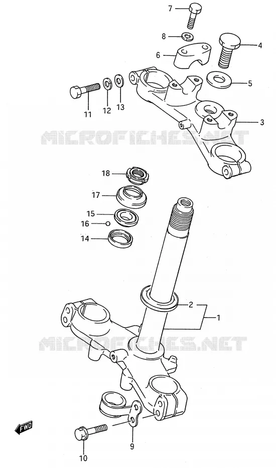 STUURKOLOM (MODELE G/H/J) Suzuki MOTO 80 RM 1986  RM80G(E28)