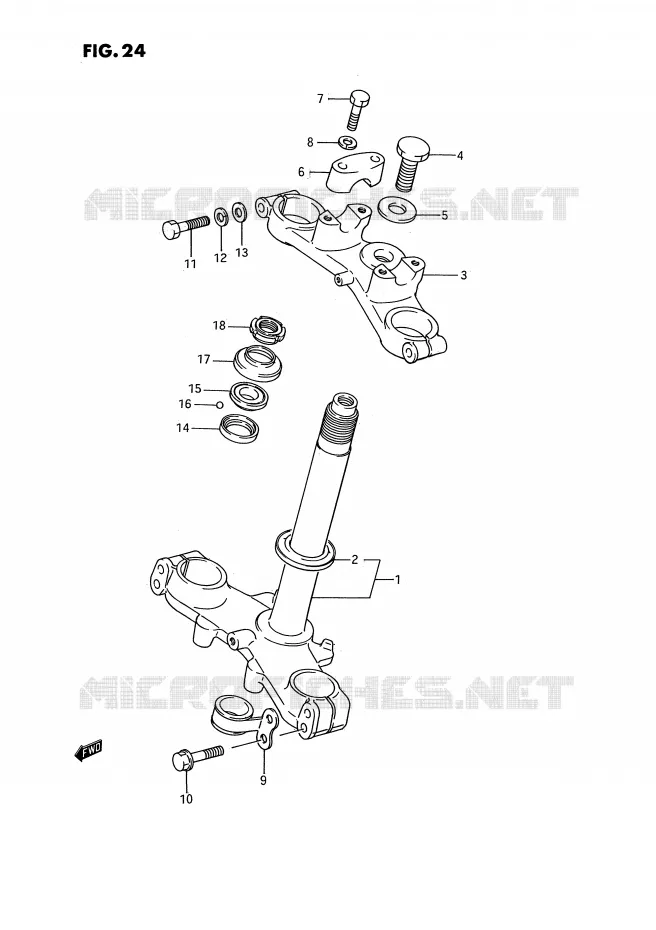 STUURKOLOM (MODELE G/H/J) Suzuki MOTO 80 RM 1988  RM80J(E3)